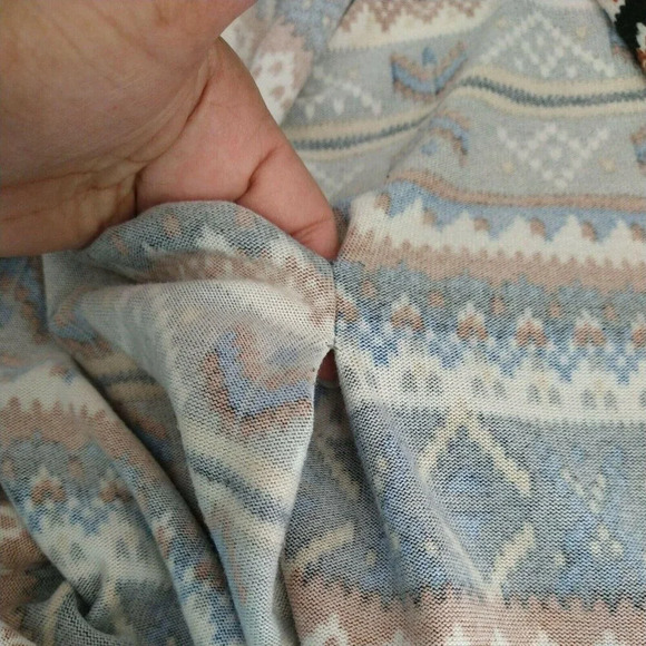 Southwestern Aztec Knit Sweater Jacket Open Front Shawl Women Size L Loose Fit - Picture 4 of 4